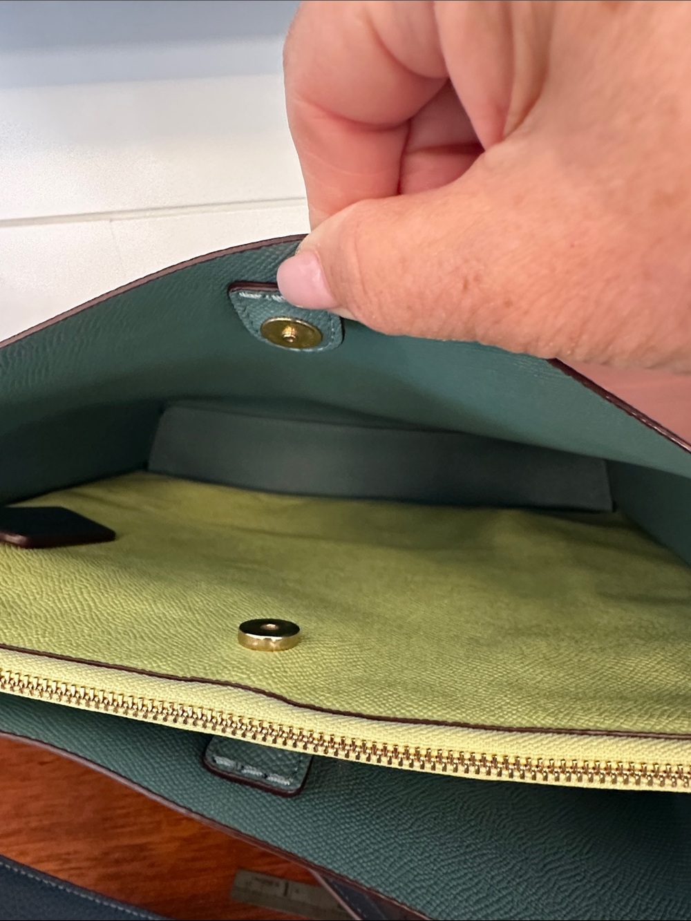 Coach Pebble Leather Crossbody in Slate with Lime Zip - Picture 8 of 9